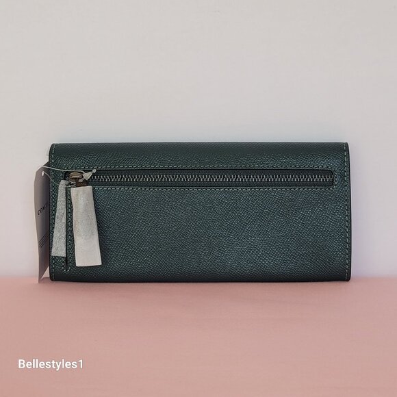 COACH Wyn Envelope Crossgrain Leather Wallet- Forest color 🎈$121. - Picture 7 of 16